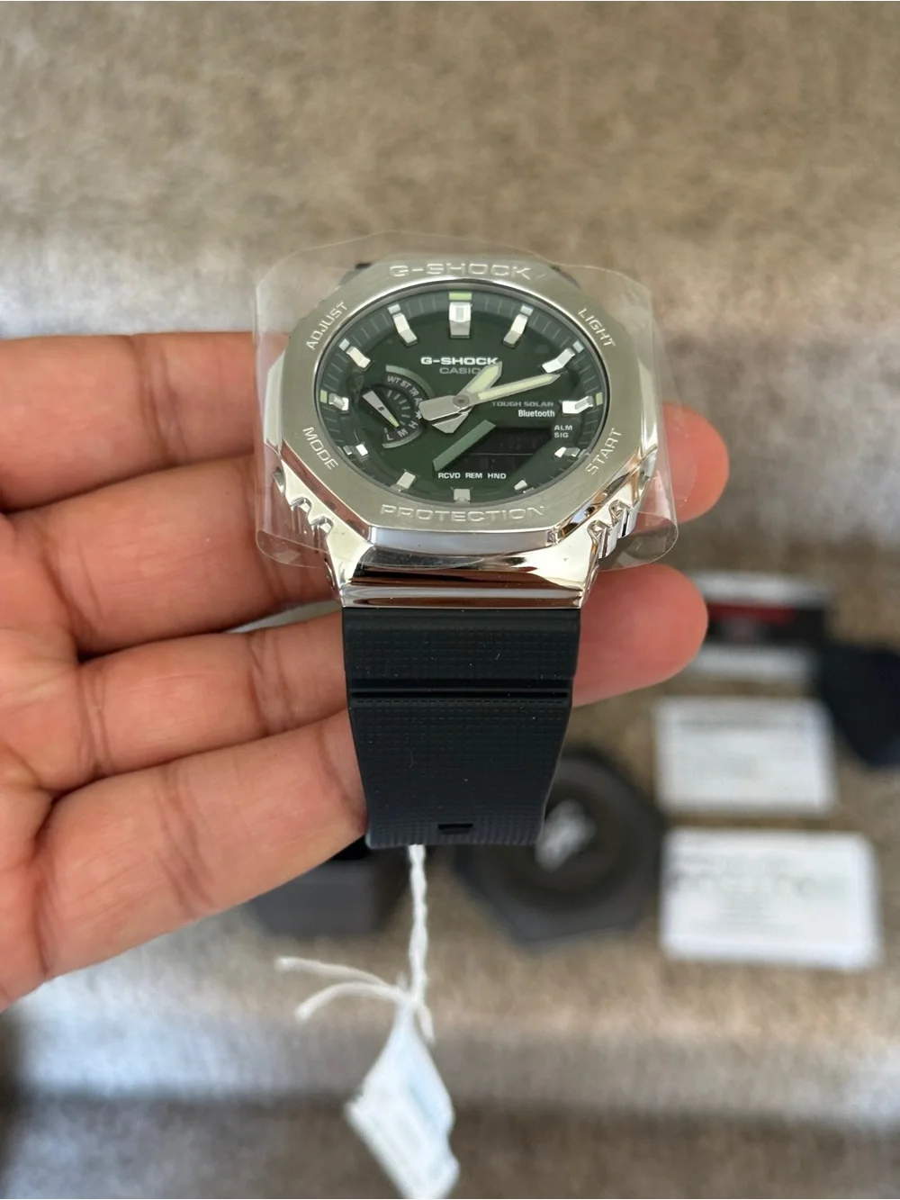G-Shock Casio G-Steel Solar Connected Green Dial Black Resin Strap Watch Men’s
